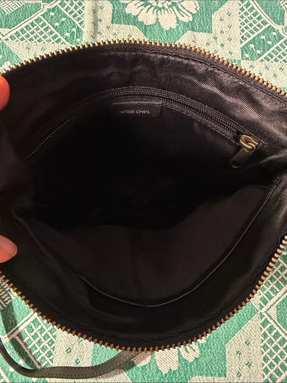 Leather Crossbody with Front Zip Pockets - Black